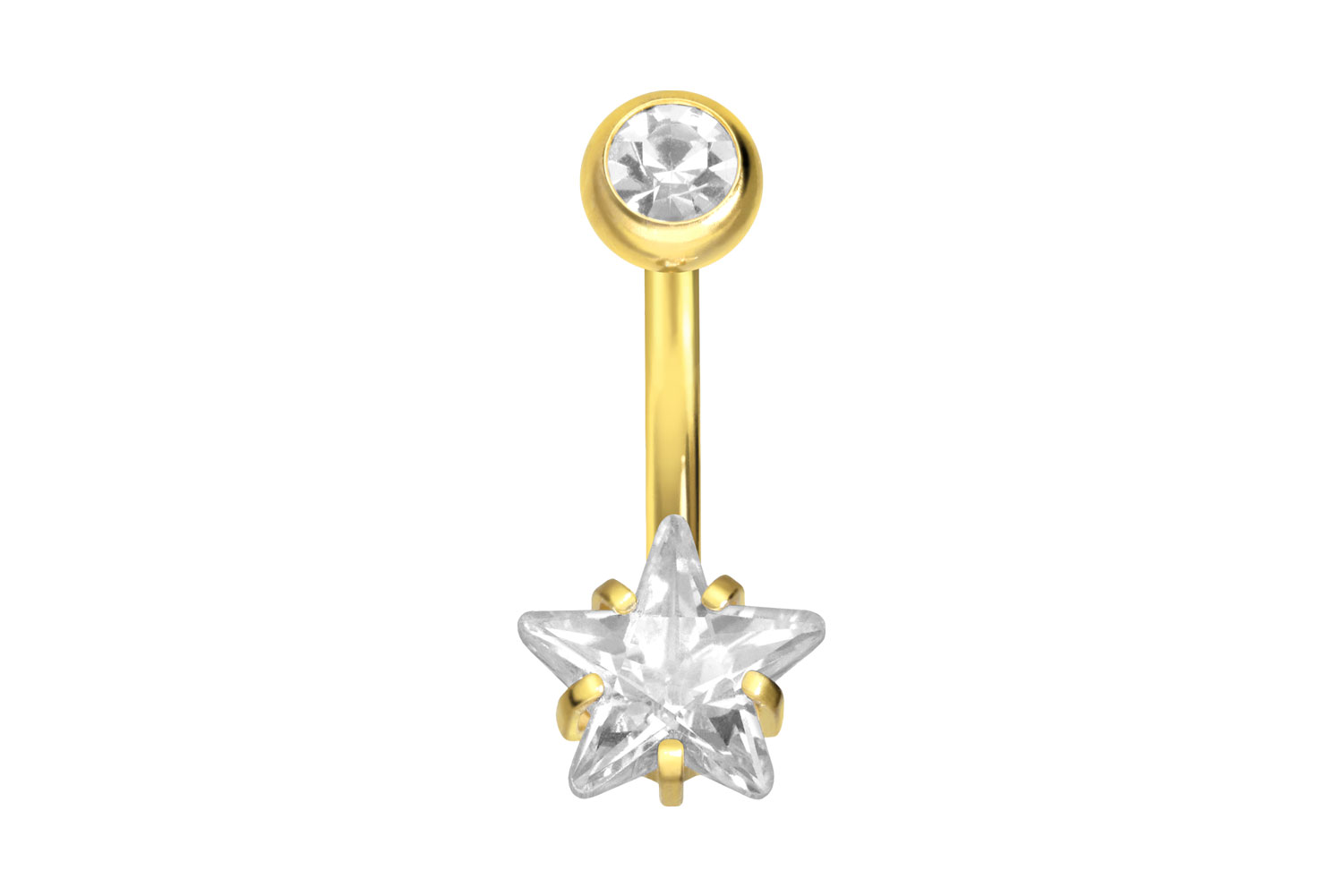 Titan Bananabell Piercing mit Innengewinde EINGEFASSTER KRISTALLSTERN